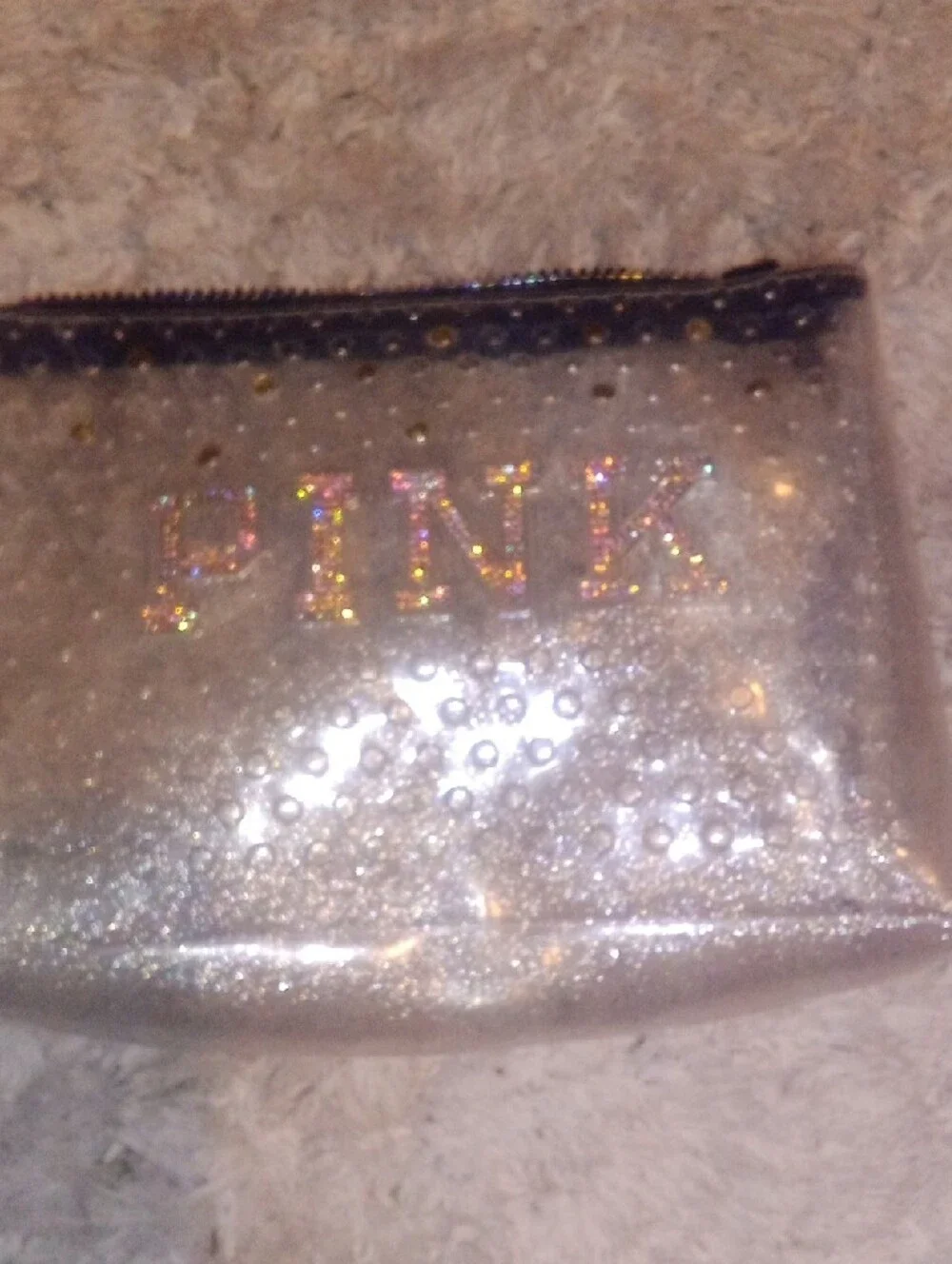PINK Victoria's Secret Iridescent Glitter Cosmetic Pouch (Read Description)